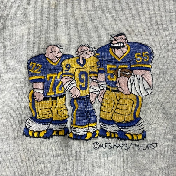 1993 Popeye Sailor Man Brutus Football Sweatshirt Play By Play Md TM Hearst KFS - Picture 3 of 10